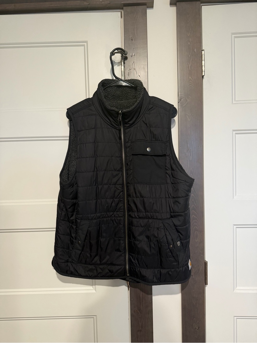Carhartt Black Quilted Vest with Sherpa Collar